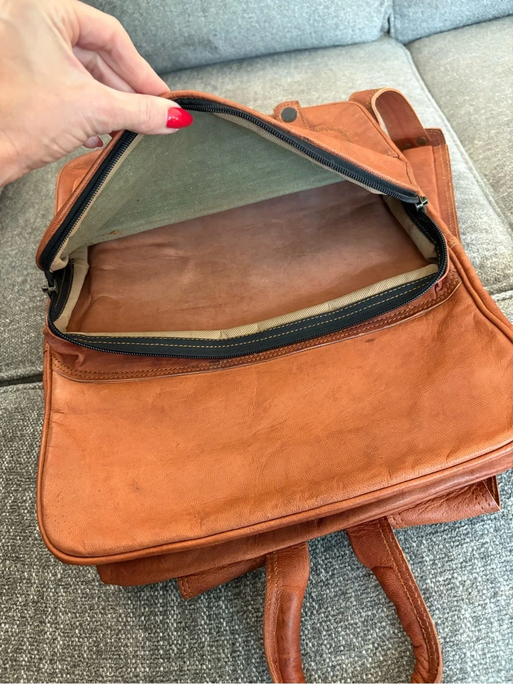 Genuine Leather Messenger Backpack